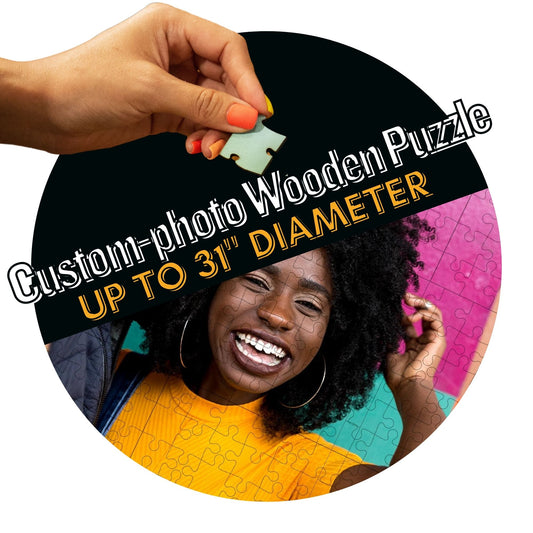 Create Your Own Giant ROUND Wooden Puzzle - Up to 1000 Pieces!