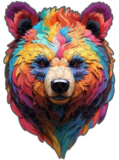 Bear Wooden Jigsaw Puzzle – 23" Whimsies Edition | Animal Totem Art