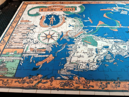 Illustrated map of CAPE COD with historical landmarks | Wooden Puzzle