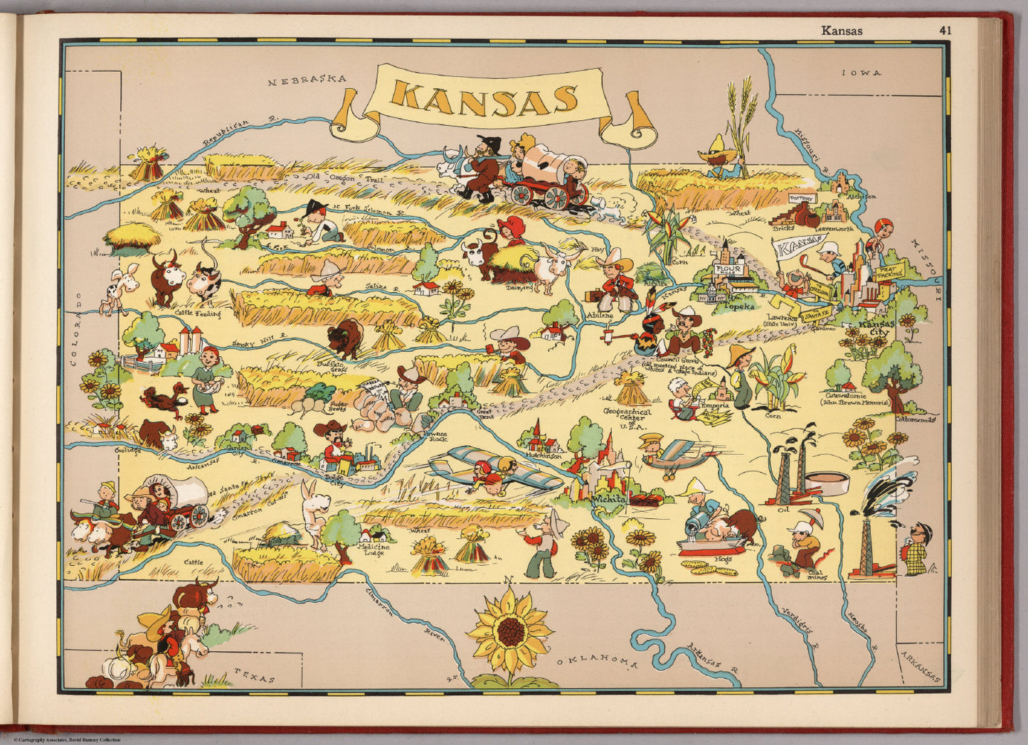 KANSAS State Wooden Puzzle | Vintage KS Pictorial Map | Adult Jigsaw Puzzles