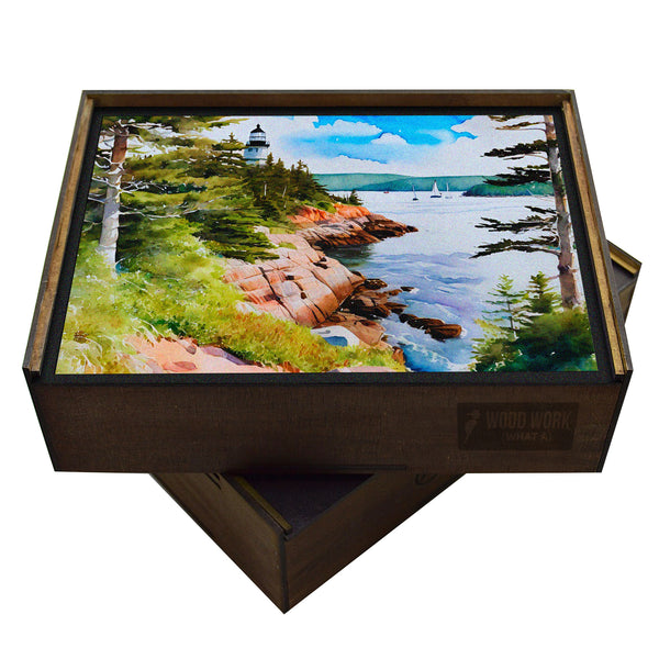 Maine Lighthouse Wooden Puzzle | Coastal Jigsaw | Nautical Escape