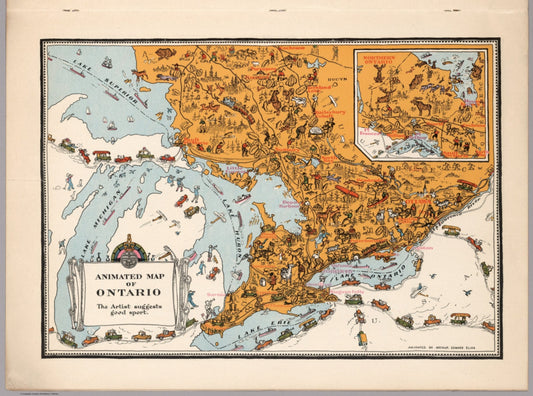 Collectible wooden puzzle of a vintage pictorial map of Ontario Canada