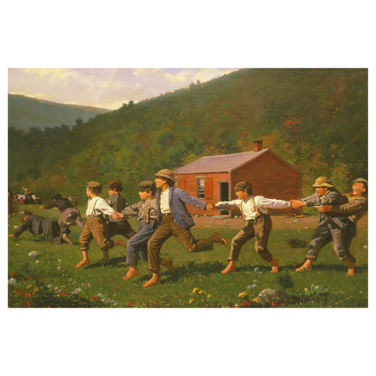 Rural Scene with Children Playing Snap the Whip by Winslow Homer. Wooden jigsaw puzzle.