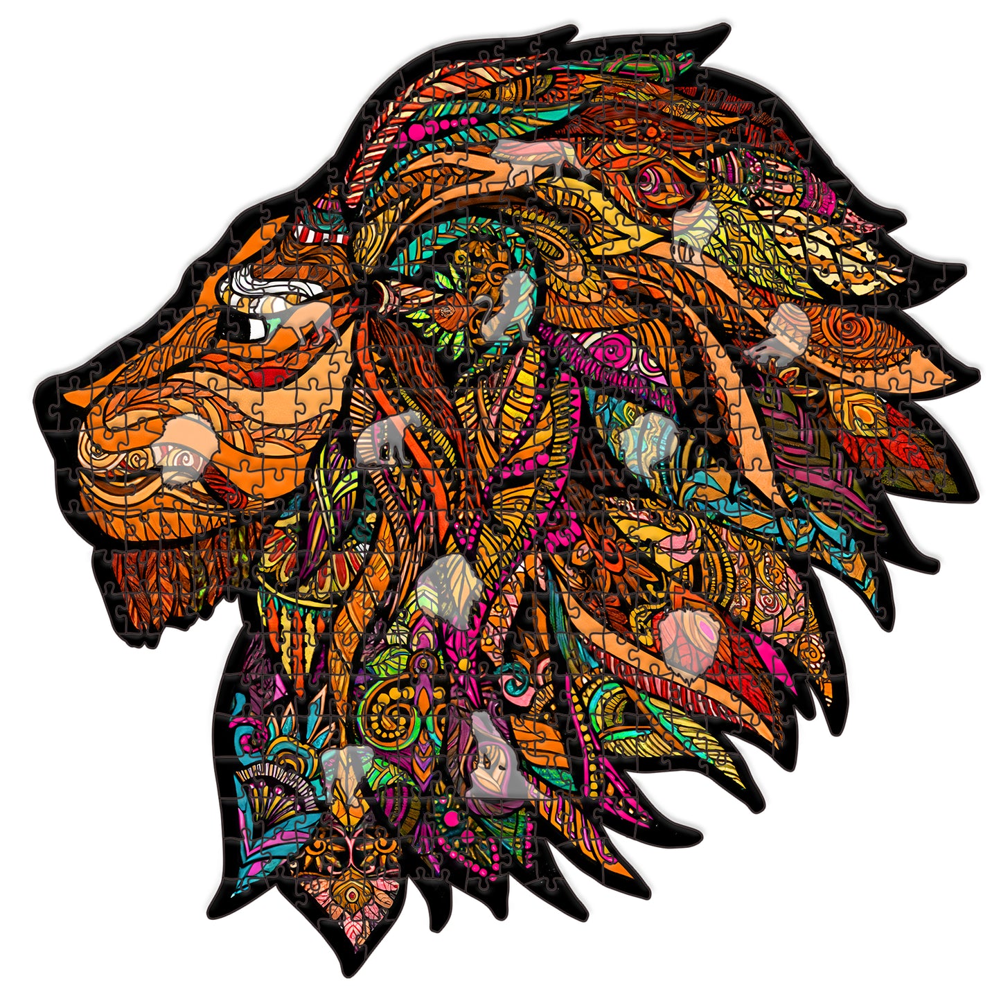 Lion Wooden Jigsaw Puzzle – 23" Whimsies Edition | Animal Totem Art