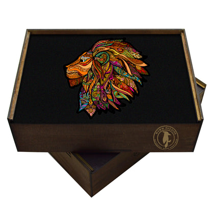 Lion Wooden Jigsaw Puzzle – 23" Whimsies Edition | Animal Totem Art