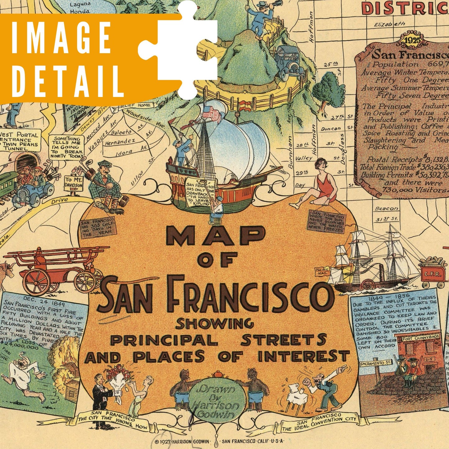 San Francisco Jigsaw Puzzle | Wooden Puzzle | Adult Jigsaw | Map Collector gift