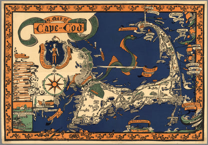 Illustrated map of CAPE COD with historical landmarks | Wooden Puzzle