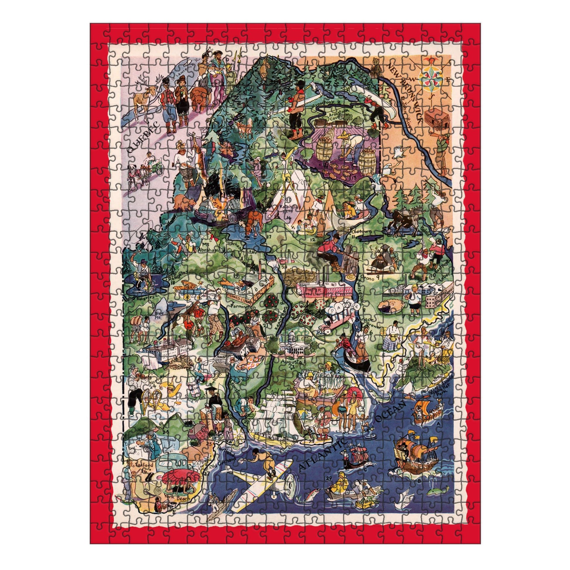 Antique MAINE State Map | Wooden Puzzle | Adult Jigsaw | Unique gifts | Map Collector gifts