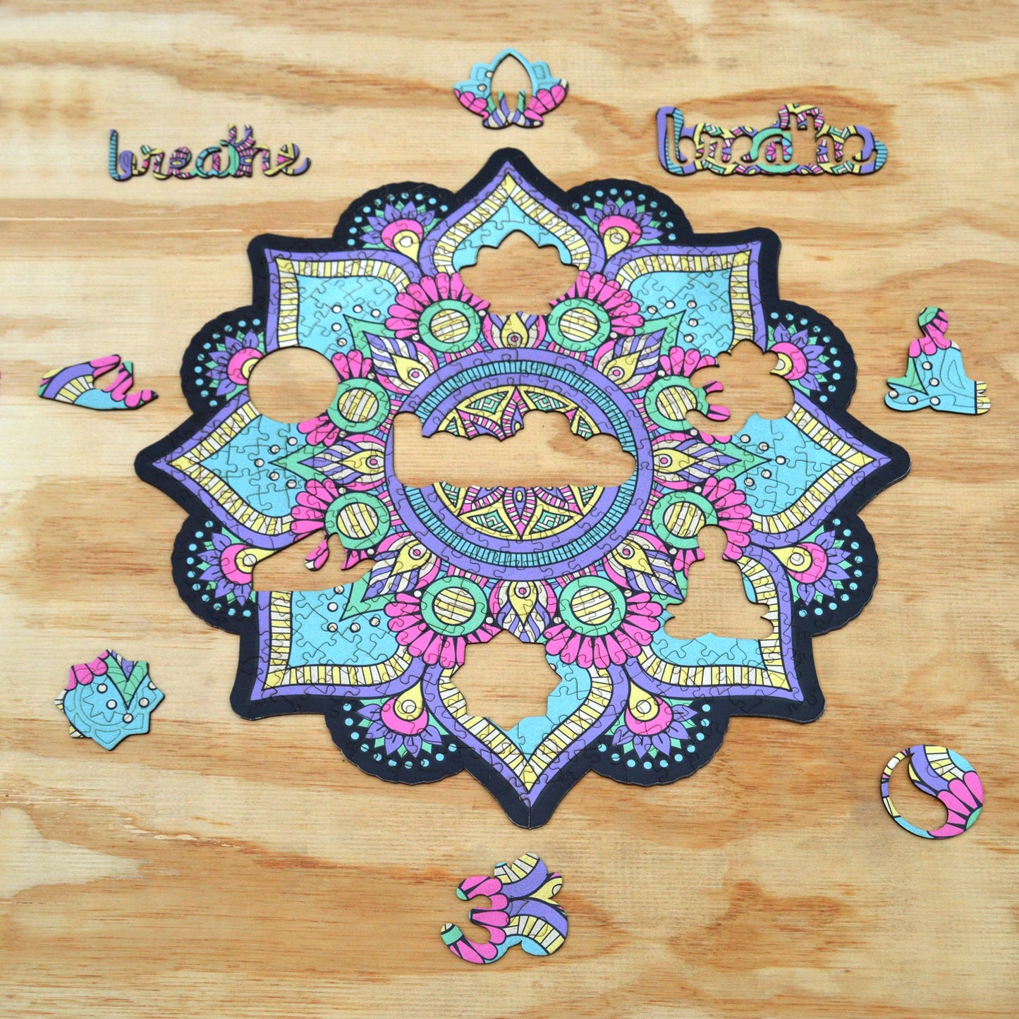 Mandala Wooden Puzzle "BREATH" | Whimsies edition | Adult Jigsaw Puzzle | 23 inches