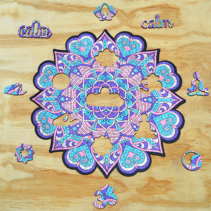 Mandala Wooden Puzzle "CALM" | Whimsies edition | Adult Jigsaw Puzzle | 23 inches