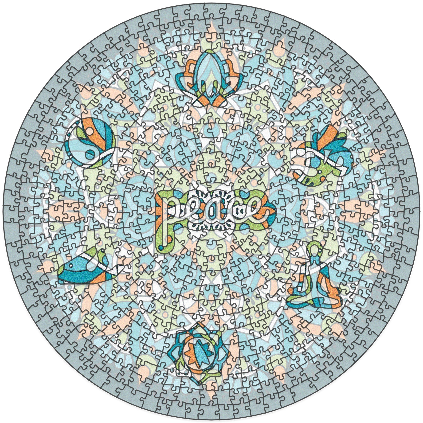 Mandala Wooden Puzzle "PEACE" | Whimsies edition | Adult Jigsaw Puzzle | 23 inches