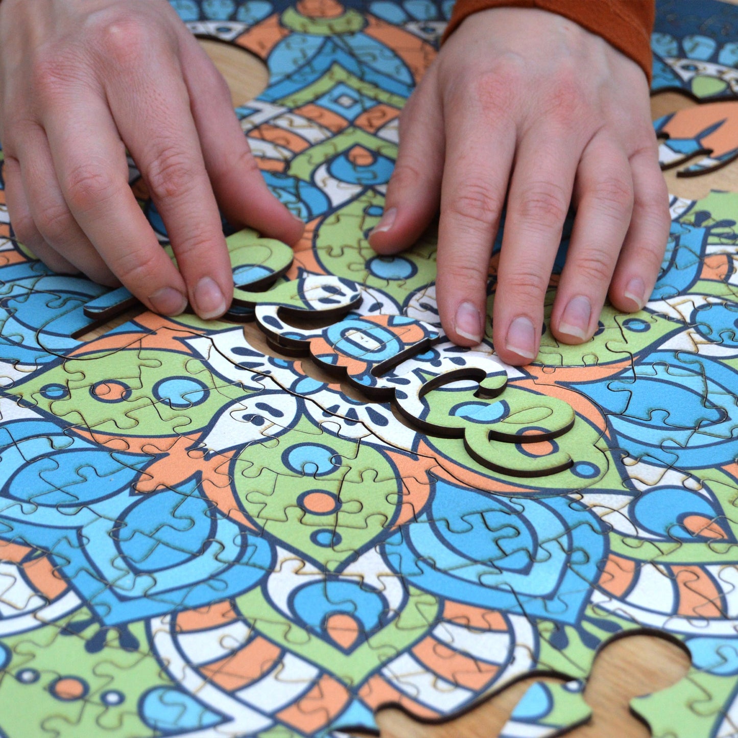 Mandala Wooden Puzzle "PEACE" | Whimsies edition | Adult Jigsaw Puzzle | 23 inches