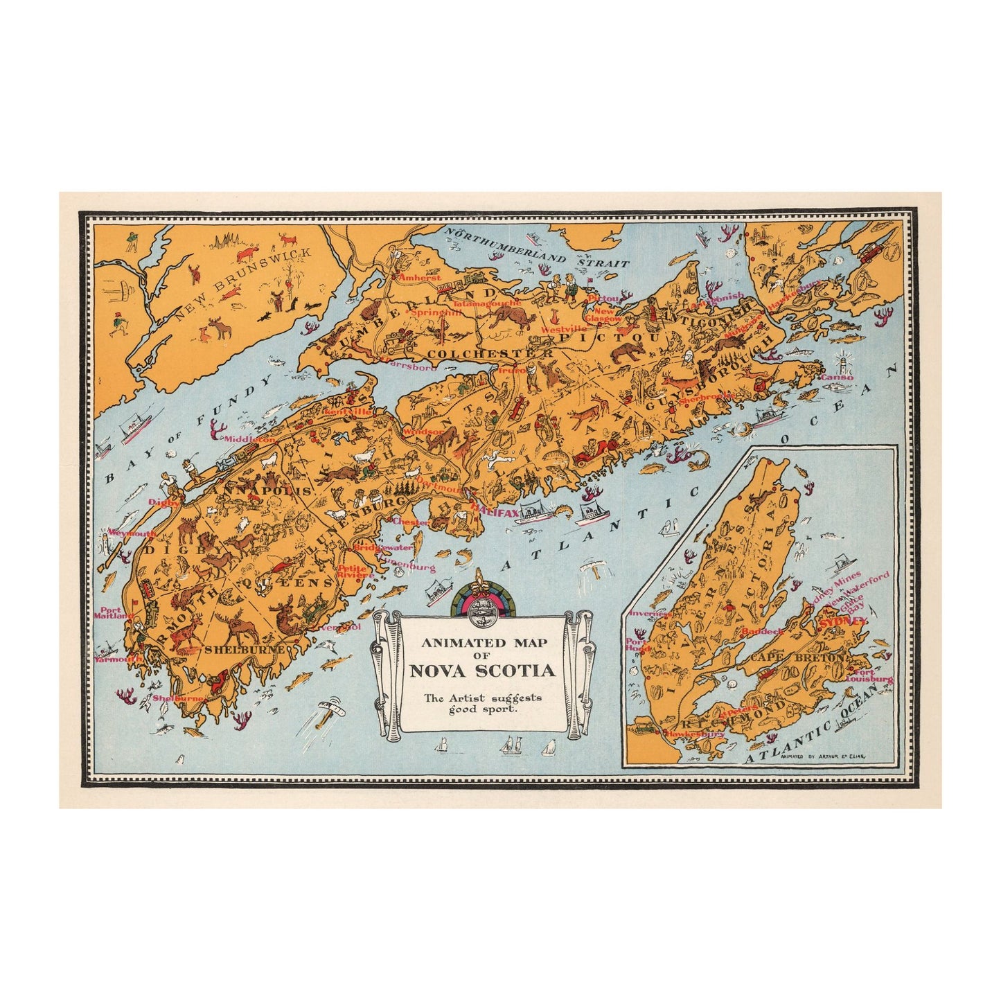 Vintage NOVA SCOTIA Map Puzzle | Nova Scotia Wooden Jigsaw | Halifax Wall Art | Canada Old Map | Poster Vintage