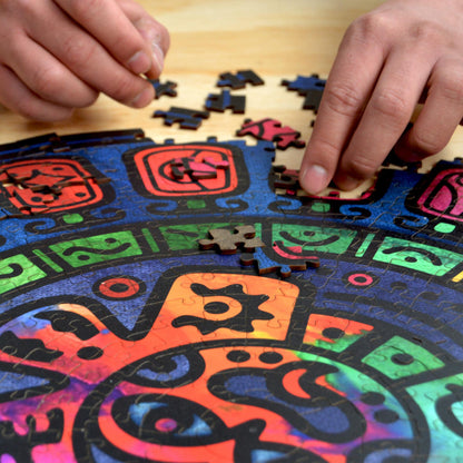 Round Wooden Puzzle Aztec Calendar "WHEEL" | 31 inches 1000 pcs | Adult Jigsaw Puzzles