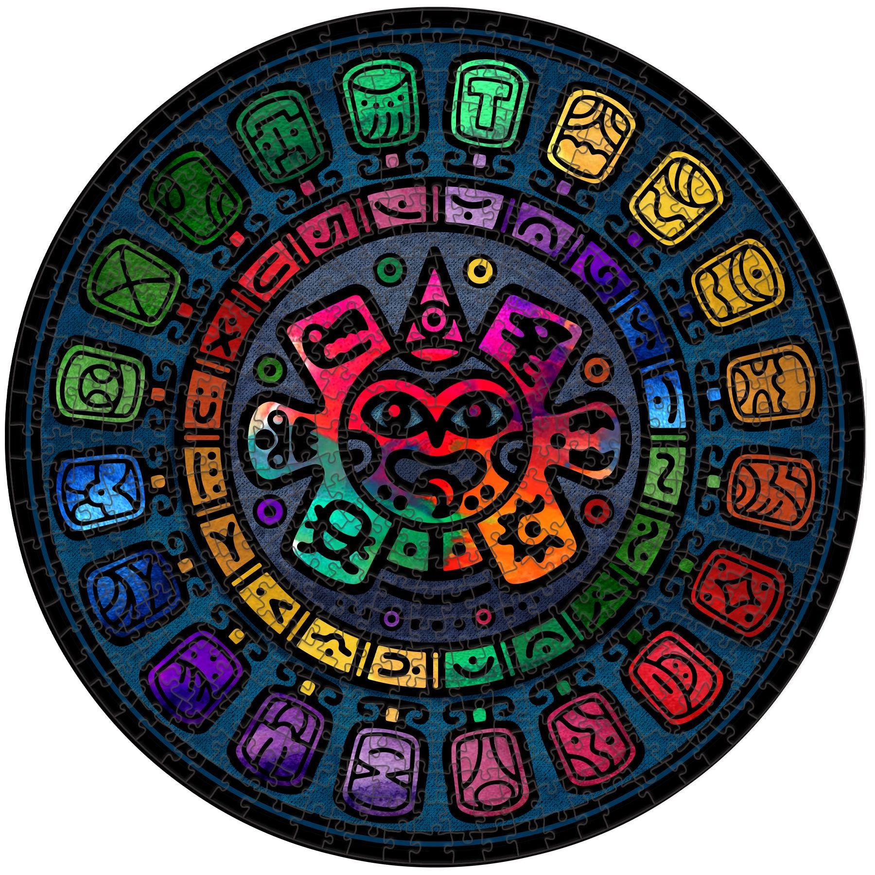 Round Wooden Puzzle Aztec Calendar 