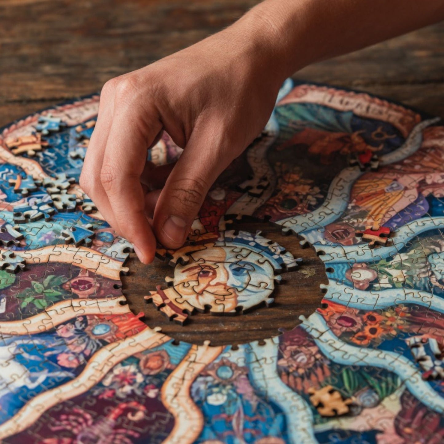 Round Wooden Puzzle "ZODIAC" | 31 inches 1000 pcs | Adult Jigsaw Puzzles