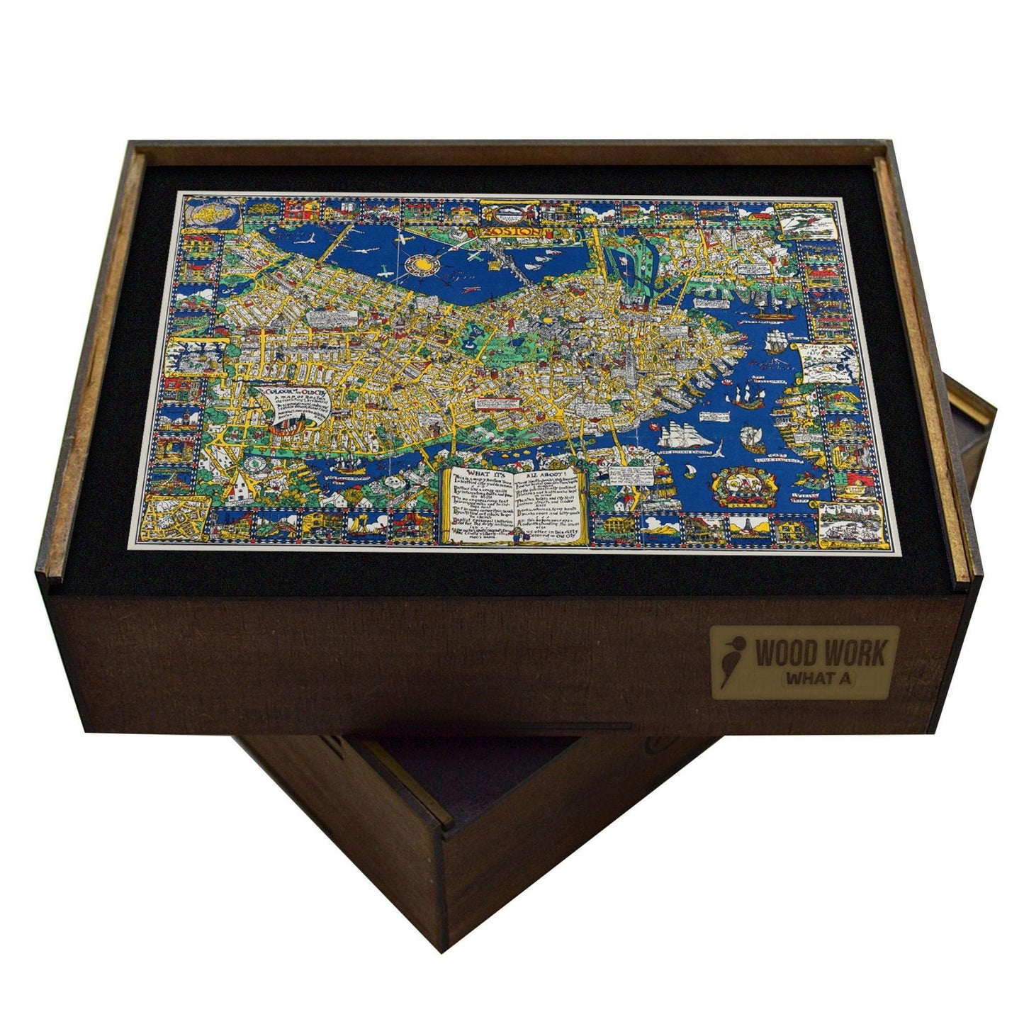 Antique BOSTON Map | Wooden Puzzle | Adult Jigsaw | Map Collector gift