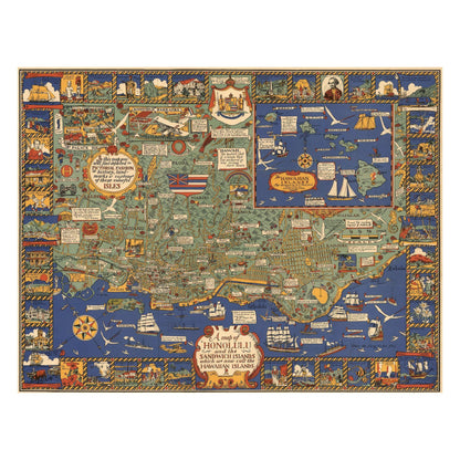 HAWAII Islands Wooden Puzzle | HONOLULU Pictorial Map | Adult Jigsaw Puzzles