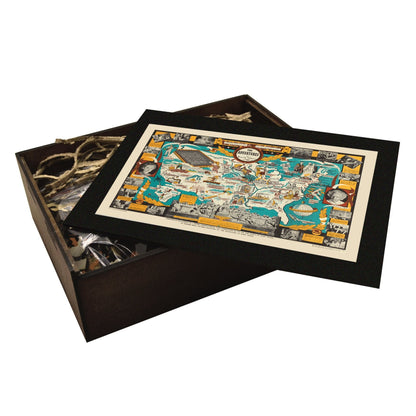 The Adventures of MARK TWAIN | Wooden Puzzle | Adult Jigsaw | Map Collector gift